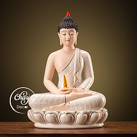 Tượng Phật Bổn Sư Thích Ca Mâu Ni Tọa Đài Sen Dát Vàng Gốm Tử Sa Cao Cấp Phong Thủy Hàng Đẹp