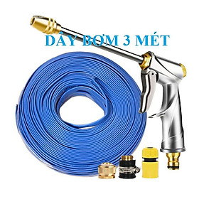 ️Evoucher Bộ dây vòi xịt nước rửa xe,tưới cây ,tăng áp 3 lần,loại 3m,5m 206701-2đầu đồng,cút,nối đồng+ túi đựng bút