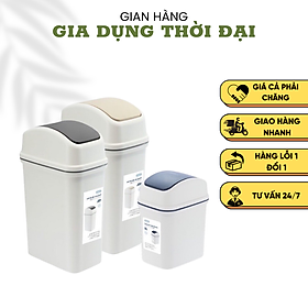 Thùng rác nắp lật cho văn phòng, gia đình, Ag+ kháng khuẩn khử mùi, ngăn mùi hôi - Giao màu ngẫu nhiên