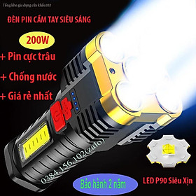 Đèn Pin Cầm Tay 5 Bóng Siêu Sáng Tiện Ích, Đèn Pin Công Suất Lớn Siêu Sáng Có 4 Chế Độ Pin Lớn Chiếu Sáng Liên Tục 3H
