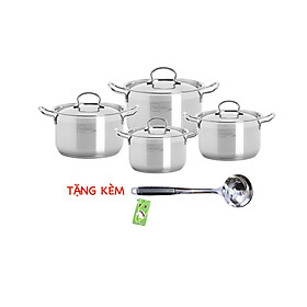 Mua Bộ nồi Fivestar inox 304 bếp từ 3 đáy 4 món FS08-CV tặng bộ thau rổ- Hàng Chính hãng