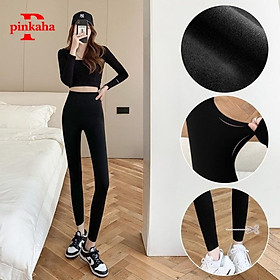 Quần Legging Nữ Dài Lót Nỉ Dày Dặn Mặc Lên Ôm Dáng Nâng Mông Lưng Siêu Cao Dấu Bụng PINKAHA Cao Cấp