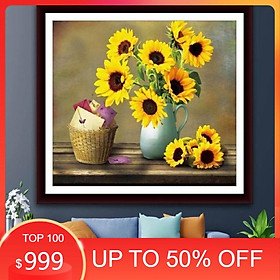 Mua Tranh Đính Đá HOA HƯỚNG DƯƠNG (ĐÁ ABC CAO CẤP). Kích Thước: 70cm x 60cm