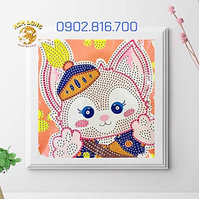 Mua Bộ tranh đính đá 5D DIY họa tiết hoạt hình GẤU DÂU KITTY CÔNG CHÚA STICK tự làm kèm khung rèn luyện tính kiên trì