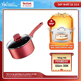 Quánh chống dính đáy từ Tefal So Chef G1352395 18cm có nắp (Đỏ) - Hàng chính hãng