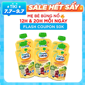 Combo 6 Gói Trái cây nghiền vị táo, quả mọng và yến mạch Fruto Nyanya 130g