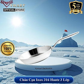 Chảo Cạn Inox 316 Cao Cấp Haatz 3 Lớp Liên Khối, Sử Dụng Mọi Loại Bếp, Hàng Chính Hãng Bảo Hành 5 Năm