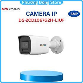 Camera IP HIKVISION Thân trụ DS-2CD1067G2H-LIUF 6MP đèn kép, Tích hợp Micro, Phát hiện người và phương tiện ,.-Hàng chính hãng