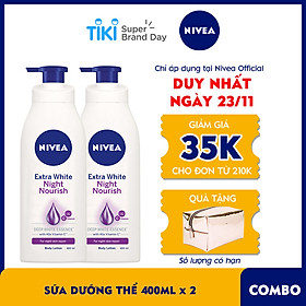 Bộ đôi Sữa Dưỡng Thể Trắng Da Nivea Ban Đêm (400mlx2) - 88126