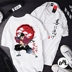 Áo thun trắng Anime, Manga Thanh g diệt quỷ Thủy trụ 032, Unisex Nam Nữ có Size áo từ 25-95kg
