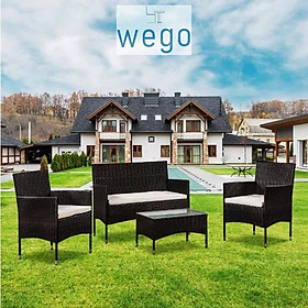 WEGO Bộ sofa ngoài trời bằng mây nhựa Bàn ghế sân vườn Sofa ban công Sofa