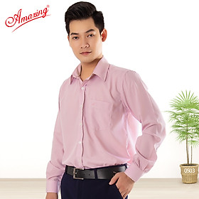 Áo sơ mi nam Amazing vạt bầu, dài tay, form xuông thoải mái, vải KT silk màu trơn, phong cách công sở, trung niên, size từ 50-100kg