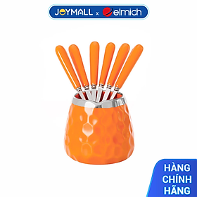 Mua Bộ lọ sứ kèm 6 nĩa inox 304 màu cam Elmich EL0209  Hàng chính hãng  thiết kế sang trọng - JoyMall