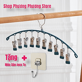 Mua Móc phơi quần áo inox có khóa móc treo chắc chắn - 10 kẹp được phủ nhựa chống sầy xước khi phơi đồ ( tặng móc dán inox to ) Hàng Cao Cấp