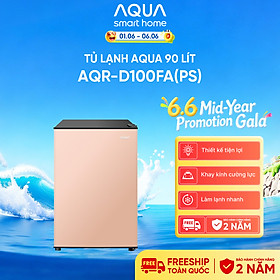 [SẢN PHẨM MỚI 2025] Tủ lạnh mini Aqua 90 lít AQR-D100FA(PS) - Màu hồng nhạt - Freeship toàn quốc - Có hỗ trợ đổi qua be - Hàng chính hãng