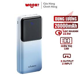 Mua Pin Sạc Dự Phòng VIVAN VPB-D20 Dung lượng 20.000 mAh Sạc nhanh 22.5W QC3.0 & PD 2 cổng sạc vào 3 cổng sạc ra Màn hình LED hiển thịHÀNG CHÍNH HÃNG