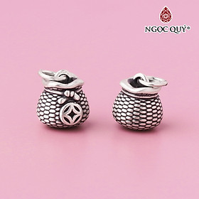 Charm treo hình túi tiền họa tiết đồng tiền - Ngọc Quý Gemstones