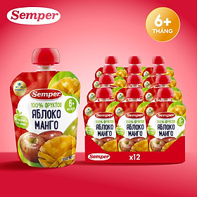 Combo 12 gói mix Trái cây nghiền các vị Semper 90g dành cho bé từ 6 tháng trở lên