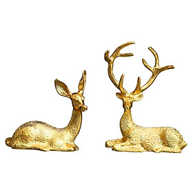 2pcs Deer Statue Animal Sculpture Living Room Shelf Figurine  Decor