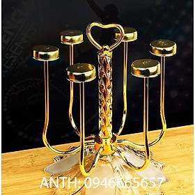 Giá úp ly cốc Inox mạ vàng đế thủy tinh vàng - ANTH340