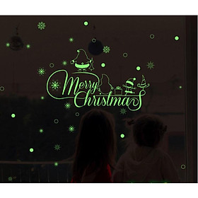 Decal trang trí Noel 2022 chữ Merry Christmas dạ quang
