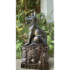 Mua Tượng con chó phong thủy cầu tài lộc bằng gỗ mun hoa kt cao 30cm