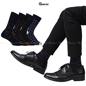 Hộp 4 đôi tất vớ nam đi giày tây công sở cổ cao GOMTAT mẫu MIX06, chất liệu cotton cao cấp thoáng khí - GOM-MIX06-CB4