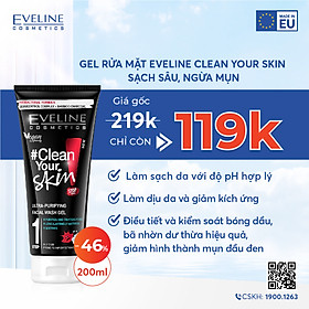 Gel rửa mặt sạch mụn kiềm dầu Eveline Clean Your Skin 200ml