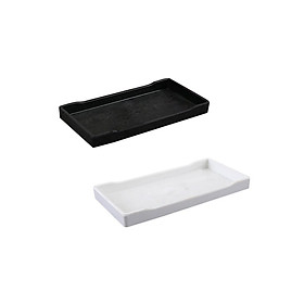 Melamine Hotel Serving Tray Dishes Cup Glass Cake Set White Black 21x10.8cm
