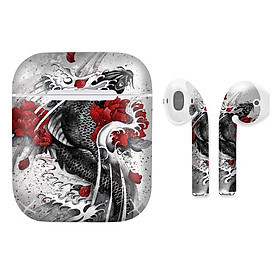 Mua Miếng dán skin chống bẩn cho tai nghe AirPods in hình Cá chép đen (bản không dây 1 và 2)