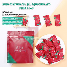 Khăn nén cotton Viên khăn nén cao cấp,Túi 20 Khăn Giấy Nén Hàn Quốc Dạng Viên Kẹo Dùng 1 Lần Tiện ích