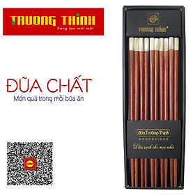 Mua Đũa Gỗ Cẩm Lai Đầu Gắn Ngọc Trắng Liền Khối Cao Cấp Trường Thịnh/ Hộp Màu Đen/ 10 Đôi Tròn.