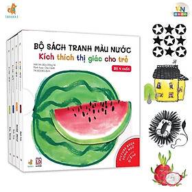 [Download Sách] Bộ 4 Cuốn Sách Tranh Màu Nước Kích Thích Thị Giác Cho Trẻ - Sách Tương Tác Song Ngữ ( 0 - 3 Tuổi )