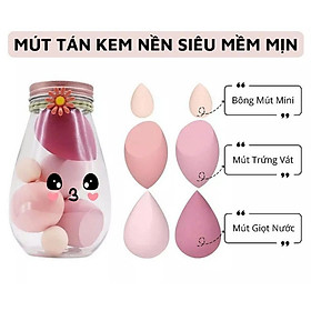 HỘP 6 Bông Mút Đánh Kem Nền Thông Minh - Mút trang điểm - Hàng Chính Hãng - ( Giao Màu ngẫu nhiên )
