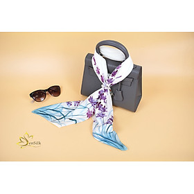 Khăn Lụa Vuông Vẽ Hoa Lavender SenSilk – Vietnam Gift