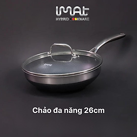 Mua  Hàng chính hãng  Chảo xào/ đa năng sâu lòng inox iMat Hybrid Blackcube 26cm  Phủ chống dính Daikin-Nhật Bản thế hệ mới