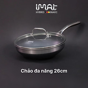 [Hàng chính hãng] Chảo xào/ đa năng sâu lòng inox iMat Hybrid Blackcube 26cm, Phủ chống dính Daikin-Nhật Bản thế hệ mới