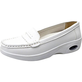 Women Flat Heel Loafer Patent Leather Air Cushion Soft Bottom Casual Nurse Shoes