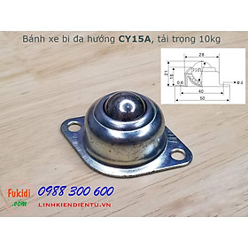 Bánh xe dẫn động đa hướng dạng bi tròn bằng thép CY15A, CY25A, CY30A, tải trọng 10kg, 30kg và 65kg