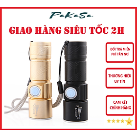 Đèn Pin mini Zoom Siêu Sáng Nhiều Chế Độ Đầu Sạc USB - Hàng Chính Hãng