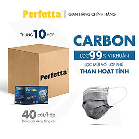 Combo khẩu trang 4 lớp than hoạt tính Perfetta Carbon lọc bụi, lọc vi khuẩn,lọc virus ≥ 99%