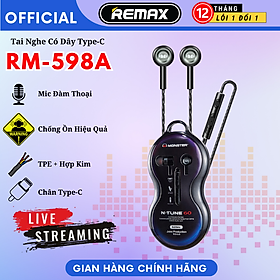 Tai nghe bass mạnh mẽ/Tai Nghe Gaming Remax RM-598 Có Dây Nhét Tai Chơi Game Chống Ồn Có Mic In Ear Cho Điện Thoại Hàng Chính Hãng