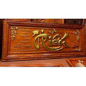Tranh điêu khắc chữ hiếu bằng gỗ hương đỏ và được sơn son dát vàng cao cấp kt 61×146×4cm