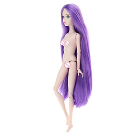 1/6 White Skin Tone Little Bust Female Jointed Nude Body Make Up Head for BJD Dolls (Purple Hair)