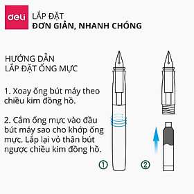 100 Ống mực thay thế bút máy Deli - có thể xóa được mực -màu xanh - S647
