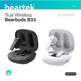 Tai nghe bluetooth không dây BEARTEK Bearbuds B33 True Wireless thiết kế sang trọng với màn hình LED thông minh – Định vị - Cảm ứng – Thời gian sử dụng lên tới 4h - Hàng nhập khẩu