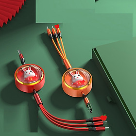 Mua Dây cáp sạc dây kéo cuộn tròn 3 đầu hình thỏ 3D
