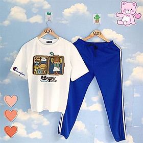 COMBO TIẾT KIỆM Set Đồ Bộ Áo Thun Tay Lửng Quần Kẻ 3Sọc, Quần Ulzzang 2 Sọc
