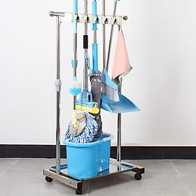 Mua Bộ treo cây lau nhà  chổi  Vệ Sinh Nhà Cửa Stainless Steel 5 Hanging Positions And 6 Hooks