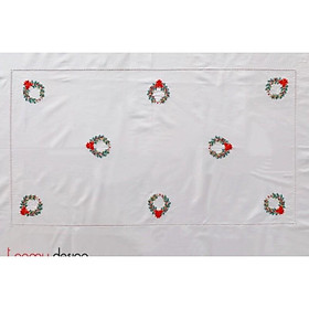 Mua Khăn trải bàn thêu vòng holy 200x150 cm kèm 8 khăn ăn.